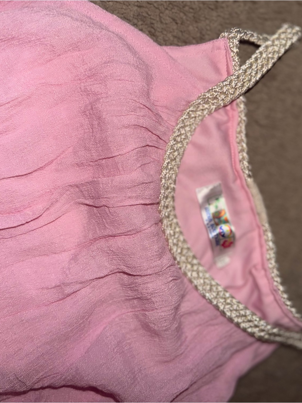 India Boutique Pink Top With Gold Trim